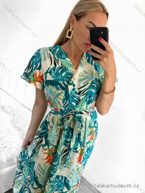 Šaty letní dlouhé s rukávem dámské (S/M, L/XL ONE SIZE) VISKOZA AINUOSI FRANCOUZSKÁ MÓDA FMPZM23A081-6 L/XL bílá