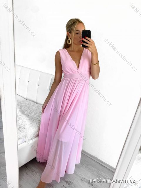 Šaty dlhé společenské bez rukávov dámske (S/M ONE SIZE) TALIANSKA MÓDA IMPBB22 IMPBB225009kt/DRU S/M svetlo ružová