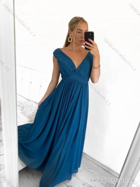 Šaty dlhé společenské bez rukávov dámske DIONE (S/M ONE SIZE) TALIANSKA MÓDA IMPBB22 IMPBB225009kt/DRU S/M petrolejová