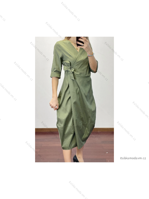 Šaty dlouhé 3/4 dlouhý rukáv dámské (S/M ONE SIZE) ITALSKÁ MÓDA IMPDY23LS19303