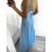 Šaty dlhé spoločenské elegantné letné bez rukávov dámske (S/M ONE SIZE) TALIANSKA MÓDA IMPSH233584 tyrkysová S/M
