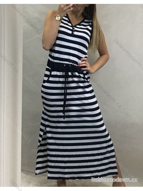 Šaty letní na široká ramínka dámské dlouhé proužek (vel s/m-l/xl) ITALSKá MóDA IM620949-3/DR