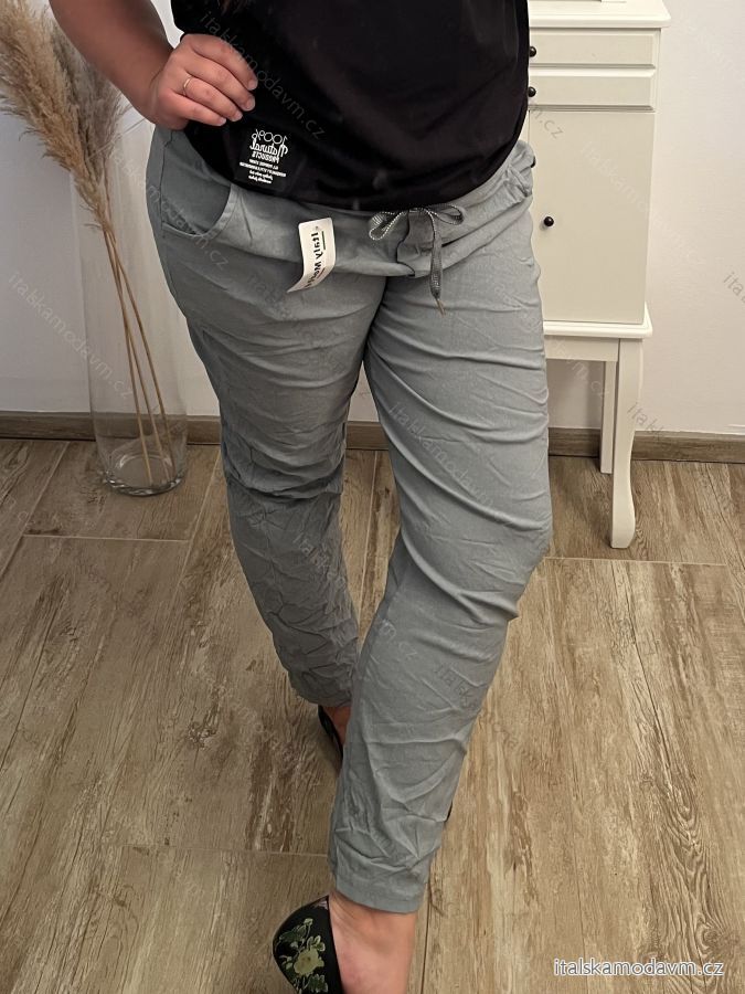Plus Size Women's Long Stretch Pants (XL/2XL ONE SIZE) ITALIAN FASHION  IMC22810