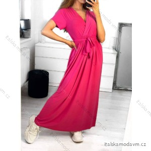 Šaty dlouhé letní krátký rukáv dámské (S/M ONE SIZE) ITALSKá MóDA IM323111/DU