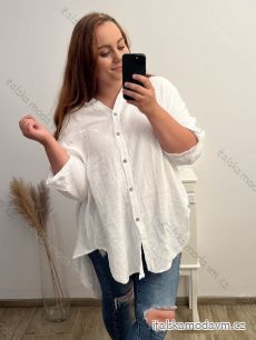 Košile mušelínová dlouhý rukáv nadrozměr dámské (3XL/4XL/5XL ONE SIZE) ITALSKÁ MÓDA IMC23267/DR
