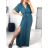 Šaty dlouhé elegantní krátký rukáv dámské (S/M ONE SIZE) ITALSKÁ MÓDA IMWE235478/DU S/M Černá