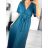 Šaty dlouhé elegantní krátký rukáv dámské (S/M ONE SIZE) ITALSKÁ MÓDA IMWE235478/DU S/M Černá