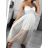 Šaty dlouhé společenské na ramínka dámské (S/M ONE SIZE) ITALSKÁ MÓDA IMM23M21840/DU S/M bílá