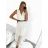 Šaty dlouhé elegantní skládané s páskem bez rukávu dámské (S/M ONE SIZE) ITALSKÁ MÓDA IMPLS2314772/DU S/M bílá