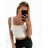 Croptop letní na ramínka dámský (S/M ONE SIZE) ITALSKÁ MÓDA IMPLS2321621/DU S/M bílá