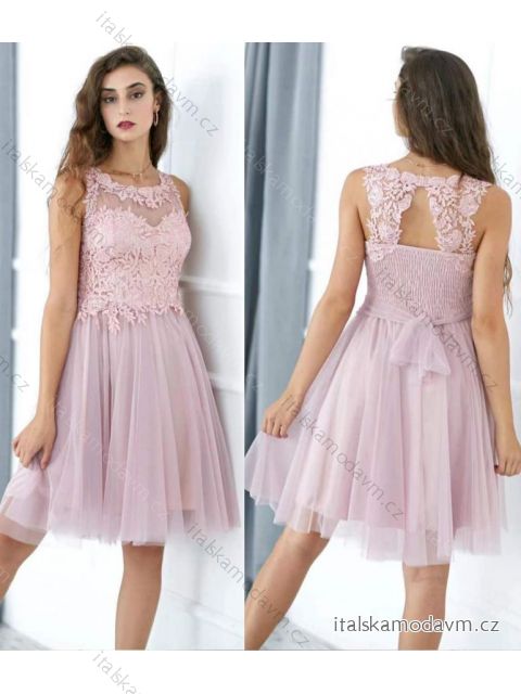 Šaty spoločenské krátke bez rukávu dámske (S/M ONE SIZE) TALIANSKA MÓDA IMM23M8523