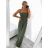 Overal dlhý so žabičkovaním na ramienka dámsky (S/M ONE SIZE) TALIANSKA MÓDA IMWA236511/DU S/M Khaki