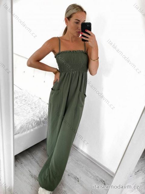 Overal dlhý so žabičkovaním na ramienka dámsky (S/M ONE SIZE) TALIANSKA MÓDA IMWA236511/DU S/M Khaki