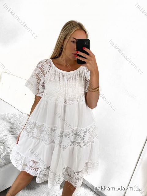 Šaty letní krajkové carmen dámské (S/M/L/XL ONE SIZE) ITALSKÁ MÓDA IM423122/DR