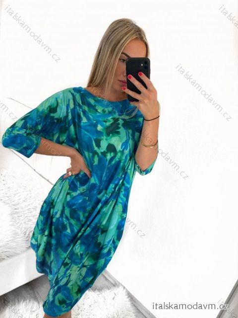 Šaty letní krátký rukáv dámské nadrozměr (XL/2XL/3XL ONE SIZE) POLSKÁ MÓDA PMLT22JAJKODUOD/DU