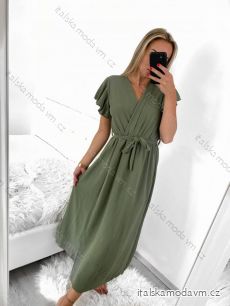 Šaty letní dlouhé krátký rukáv dámské (L/XL ONE SIZE) ITALSKÁ MÓDA IMC23273/DR