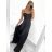 Šaty dlhé elegantné spoečenské na ramienka dámske (S/M ONE SIZE) TALIANSKA MÓDA IMPBB23B23505/DUR S/M čierna