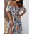 Šaty dlhé letný carmen cez ramená dámske (S/M ONE SIZE) TALIANSKA MÓDA IMM23M9550/DU S/M zelená