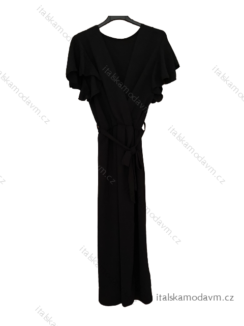 Šaty dlouhé letní krátký rukáv dámské (S/M ONE SIZE) ITALSKÁ MODA IMD23430/DU S/M Černá