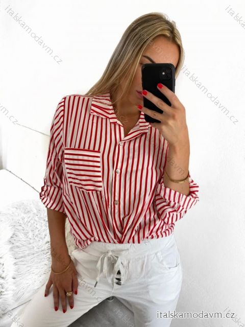Košile dlouhý rukáv dámská proužek (S/M ONE SIZE) ITALSKÁ MÓDA IM7238082