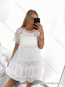Šaty letní krajkové krátký rukáv dámské (S/M/L ONE SIZE) ITALSKÁ MÓDA IMBM23054