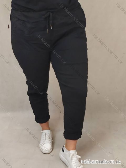 Kalhoty dlouhé strečové dámské nadrozměr (XL/2XL/3XL ONE SIZE) ITALSKÁ MÓDA IMC23091 modrá tmavá 2XL/3XL
