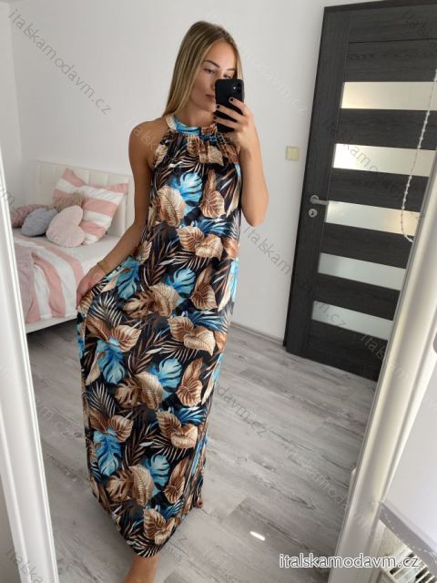 Šaty dlhé bez rukávov letné icecool dámske (S/M/L ONE SIZE) TALIANSKA MÓDA IMM22M2942-2/DUR