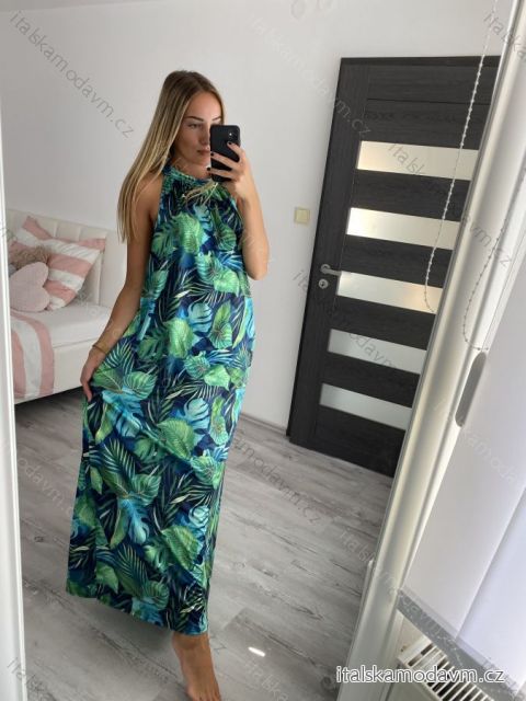 Šaty dlhé bez rukávov letné icecool dámske (S/M/L ONE SIZE) TALIANSKA MÓDA IMM22M2942-3/DUR