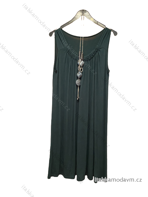 Šaty na ramienka dámske (XL/2XL/3XL ONE SIZE) FRANCÚZSKA MÓDA FMB21006/DU 2XL/3XL smaragdová