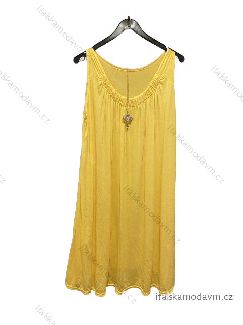 Šaty na ramínka dámské (XL/2XL/3XLONE SIZE) FRANCOUZSKÁ MÓDA FMB21006/DU 2XL/3XL Žlutá