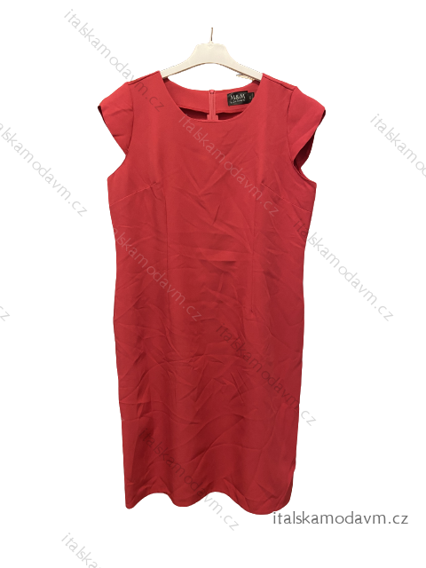 Šaty elegantné spoločenské krátky rukáv dámske nadrozmer (40-52) POLSKÁ MÓDA PMF23SWERT/DU 42 tmavo ružová