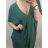 Šaty dlouhé maxi oversize krátký rukáv dámské viskoza nadrozměr (3XL/4XL/5XL ONE SIZE) ITALSKÁ MÓDA IMC22380/DUR pistáciová