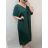 Šaty dlouhé maxi oversize krátký rukáv dámské viskoza nadrozměr (3XL/4XL/5XL ONE SIZE) ITALSKÁ MÓDA IMC22380/DUR pistáciová
