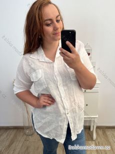 Košile lněná dlouhý rukáv dámská nadrozměr (XL/2XL ONE SIZE) ITALSKá MóDA IM723BELLA