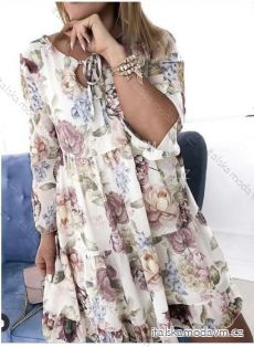 Šaty letní šifonové dlouhý rukáv dámské květované (S/M/L ONE SIZE) ITALSKÁ MÓDA IMD23459