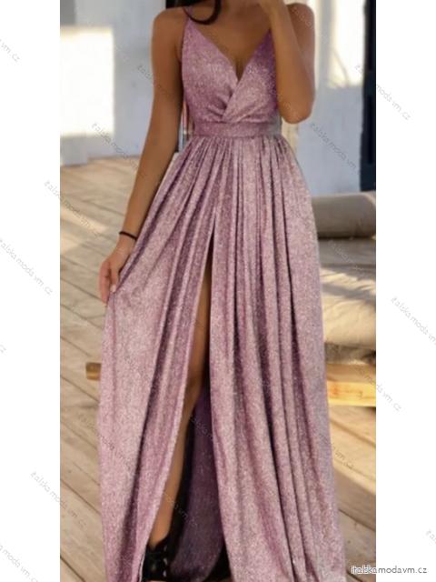 Šaty dlhé letné elegantné spoločenské trblietavé s flitrami na ramienka dámske (S/M ONE SIZE) TALIANSKA MÓDA IMPBB23C23703