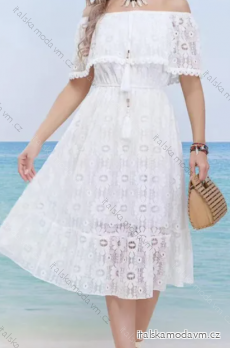 Šaty letní boho krajkové carmen krátký rukáv dámské (S/M ONE SIZE) ITALSKÁ MÓDA IMPEM2325899