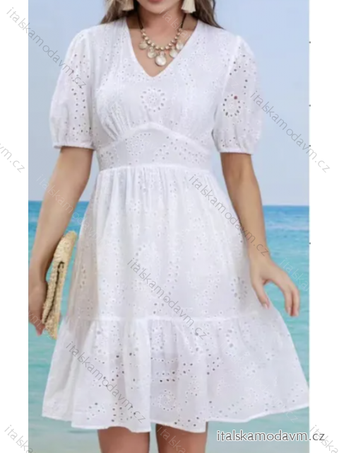 Šaty letní boho krajkové krátký rukáv dámské (S/M ONE SIZE) ITALSKÁ MÓDA IMPEM2323084