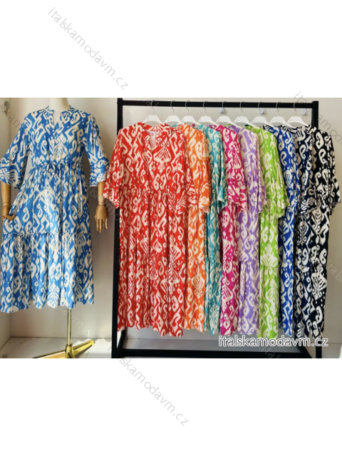 Šaty letní 3/4 dlouhý rukáv dámské (S/M ONE SIZE) ITALSKÁ MÓDA IMPEM23R9629