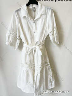 Šaty letní boho krajkové košilové krátký rukáv dámské (S/M ONE SIZE) ITALSKÁ MÓDA IMPEM231609