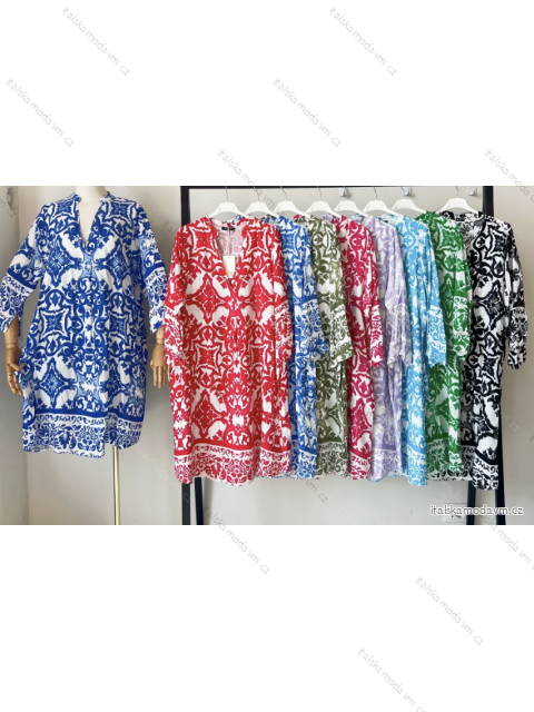 Šaty letní 3/4 dlouhý rukáv dámské (S/M ONE SIZE) ITALSKÁ MÓDA IMPEM23CA161