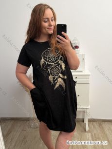 Šaty volnočasové krátký rukáv dámské nadrozměr (2XL/3XL/4XL ONE SIZE) ITALSKá MóDA IM423WANDA/DUR