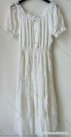 Šaty letní boho krajkové krátký rukáv dámské (S/M ONE SIZE) ITALSKÁ MÓDA IMPEM231662