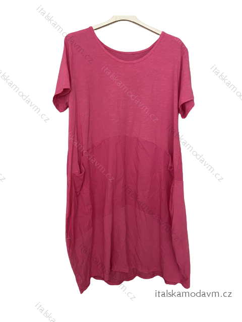 Šaty voľnočasové krátky rukáv dámske nadrozmer (XL/2XL/3XL ONE SIZE) TALIANSKA MóDA IM323BIBI/DU 2XL/3XL ružová