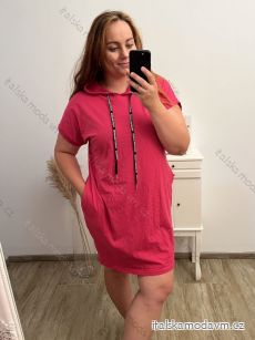 Šaty s kapucí krátký rukáv dámská nadrozměr (XL2XL/3XL ONE SIZE) ITALSKá MóDA IM423LEGAGUE