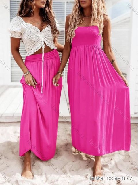 Šaty alá sukne dlhé letné bez rukávov dámske (S/M ONE SIZE) TALIANSKA MÓDA IMD23342/DUR S/M ružová