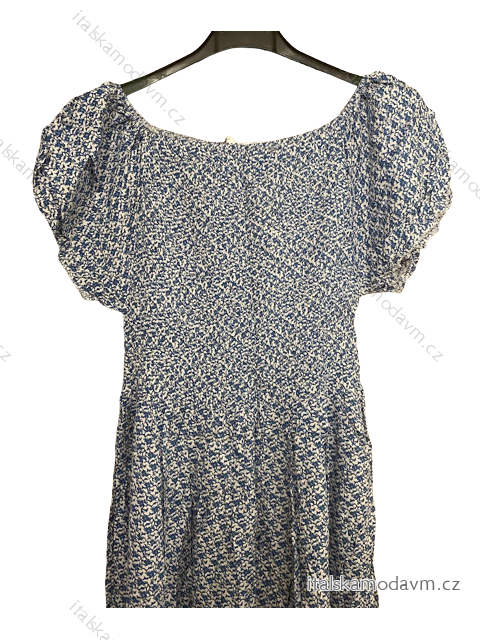 Šaty carmen žabičkované letné krátky rukáv dámske (M/L, XL/2XL ONE SIZE) TALIANSKA MÓDA IMB23B236 M/L modrá