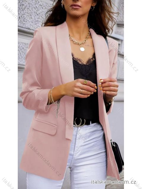 Sako s podšívkou dlouhý rukáv dámské (S/M/L ONE SIZE) ITALSKÁ MÓDA IMD23131/DU M/L starorůžová