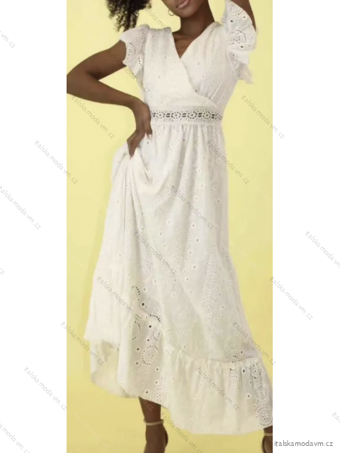 Šaty dlouhé letní boho krajkové krátký rukáv dámské (S/M ONE SIZE) ITALSKÁ MÓDA IMPEM23892