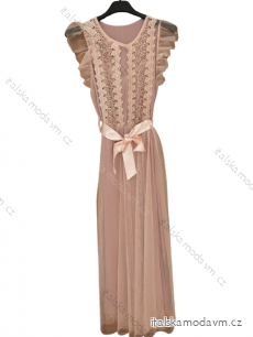 Šaty elegantní tilové krátké bez rukávu společenské dámské (S/M ONE SIZE) ITALSKÁ MÓDA IMM23FLOVE/DU